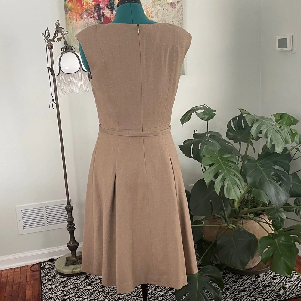 Talbots A Line Tan Midi Wool Dress - Picture 5 of 11